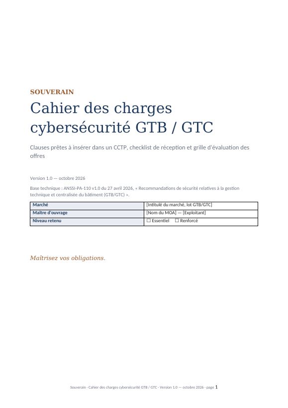 Couverture du cahier des charges